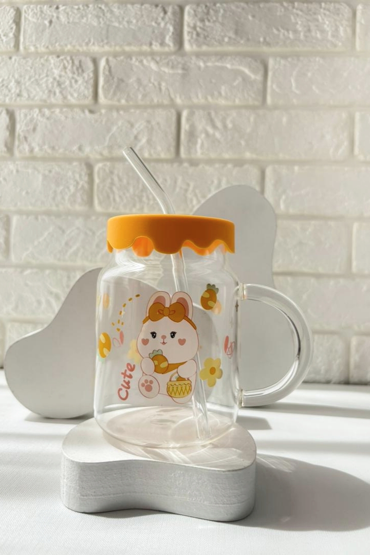 ماگ شیشه ای نی دار